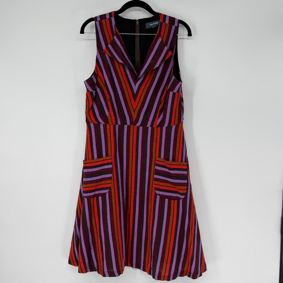 Modcloth Dresses & Skirts - ModCloth Womens Large Multi Color Striped Chevron Linen Blend Sleeveless Dress